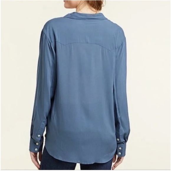 Frye The Addie Blue Lightweight Casual Button Down Long Sleeve Top Size Small - Picture 6 of 13